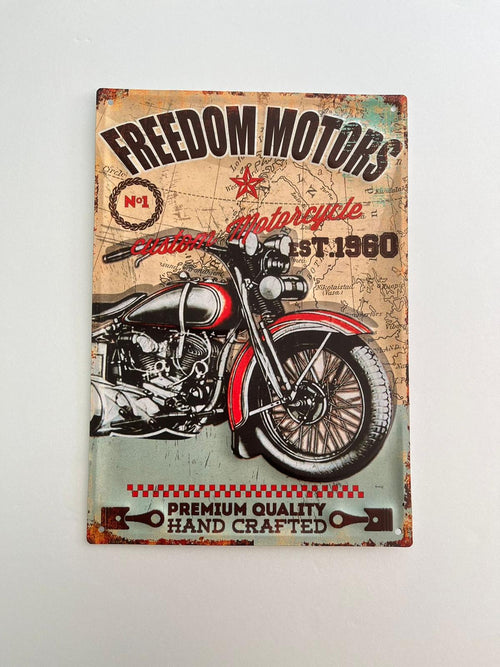 PLAQUE MÉTAL FREEDOM MOTORS 30X40 CM - PLAQUE DECORATIVE