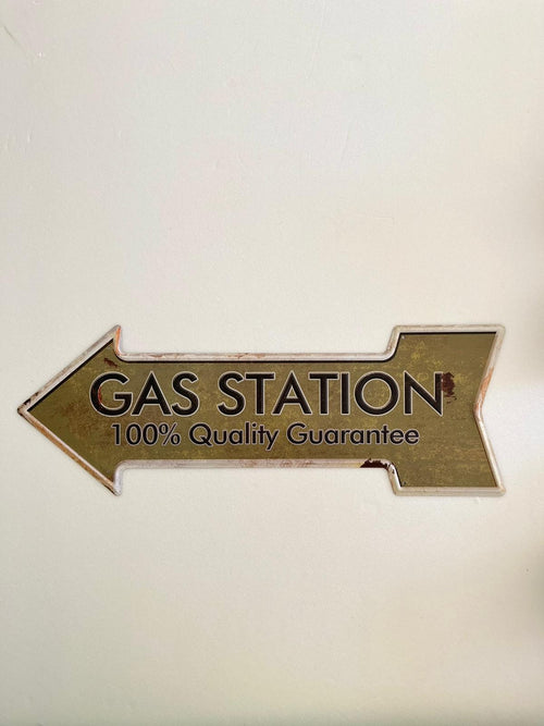 PLAQUE FLECHE MÉTAL GAS STATION 45x15 CM - PLAQUE DECORATIVE