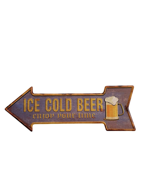 PLAQUE FLECHE MÉTAL ICE COLD 45x15 CM - PLAQUE DECORATIVE