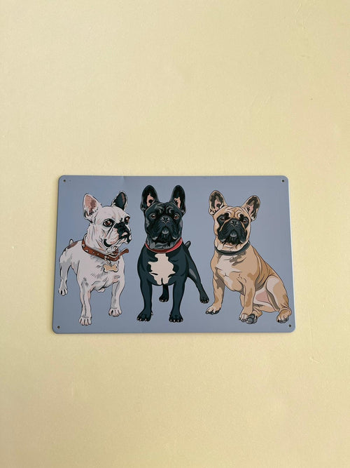 PLAQUE MÉTAL BOULEDOGUE 30X20 CM - PLAQUE DECORATIVE