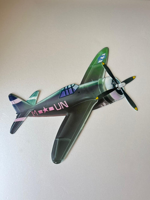 PLAQUE 3D MÉTAL AVION VERT 45x50CM - PLAQUE 3D DECO MURAL