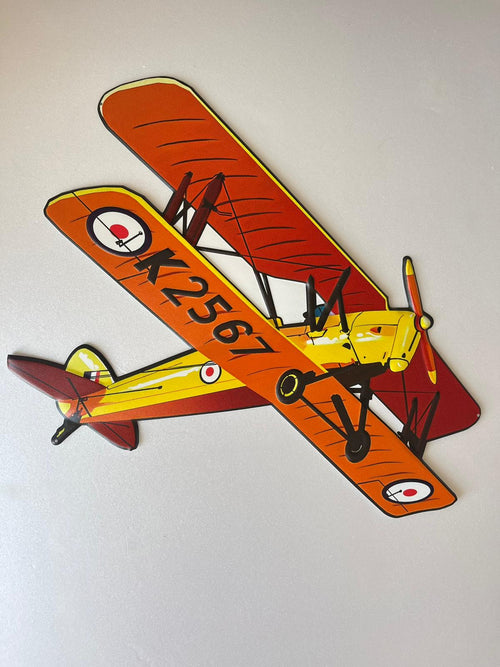 PLAQUE 3D MÉTAL AVION ORANGE 45x50CM - PLAQUE 3D DECO MURAL