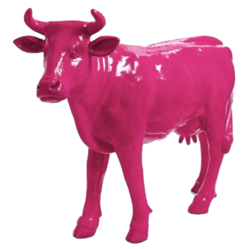 Statue Vache Animaux Resine - 140cm - Rose Fushia