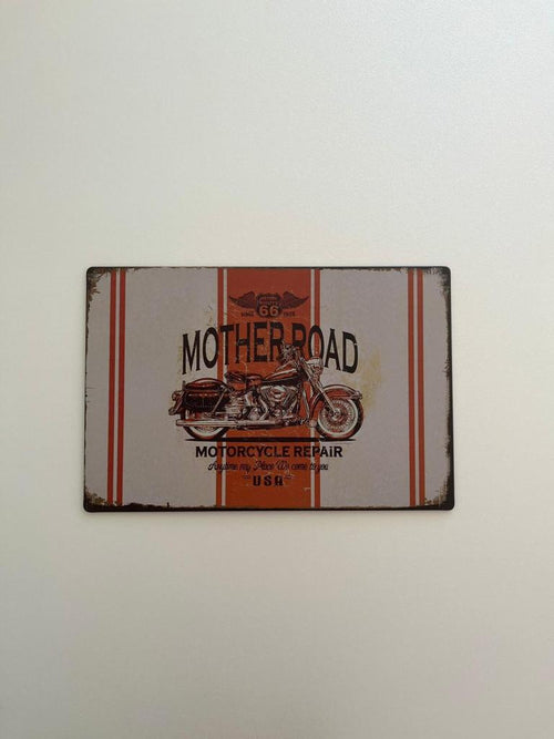 PLAQUE MÉTAL MOTHER ROAD 30X20 CM - PLAQUE DECORATIVE