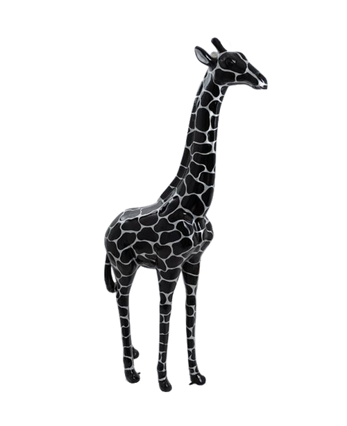 Statue de Girafe en Résine - 210cm - Finition Ecaille Argentée