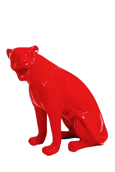 Statue de Panthère en Résine de 75 cm - Couleur Rouge Éclatante